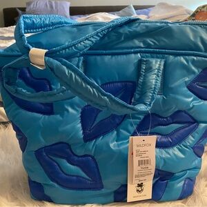 Wildfox Quilted Blue Tote Bag with Abstract Design